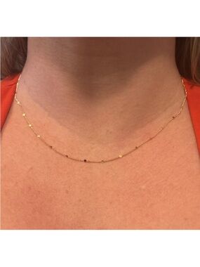 18K Gold Plated Dainty Satellite Chain Necklace Minimal Gold Dot Chain